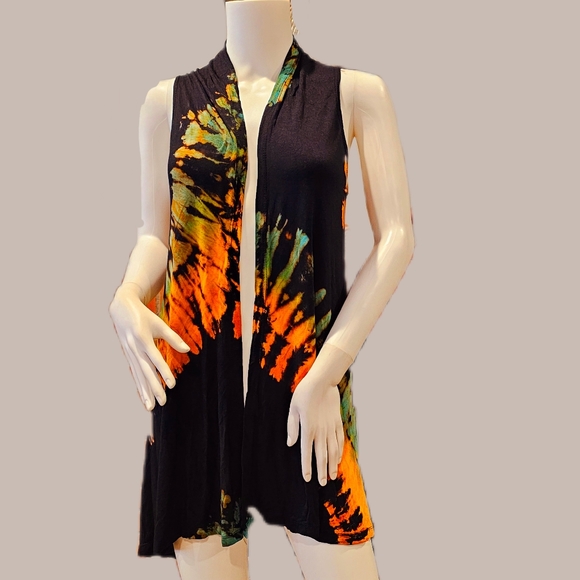 TIE DYE Rayon Stretch Sleeveless Cardigan-**5 Colors Avail.**- New - Picture 4 of 11